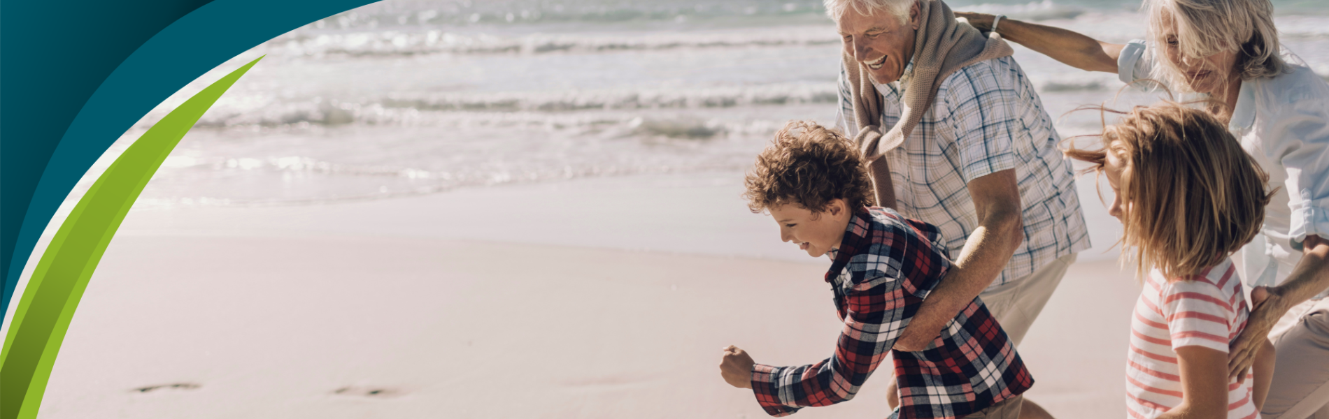 grandparents running with grandchildren